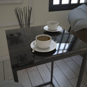 Masuta de Cafea Model Weaver, 35x35x62 cm, Negru marmorat - Img 2