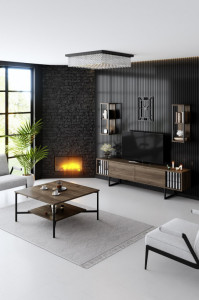 Masuta de Cafea Model Willow, 80X80X40 cm, Nuc Negru - Img 2