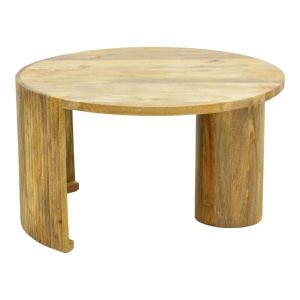 Măsuță de cafea Orban, din lemn masiv, Natur, Ø80 × 45 cm - Img 3