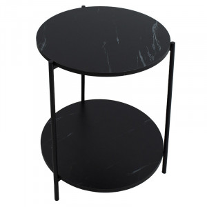 Masuta de cafea Rhythm MDF culoare negru aspect marmura - negru D48x60cm - Img 3