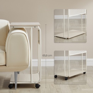 Masuta laterala C- Shape cu roti, 55x32x65cm - Img 5