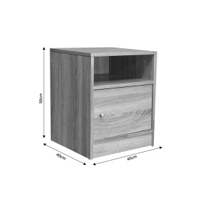 Noptiera Model Foly, Alb/Stejar gri, 40x40x50 cm - Img 5