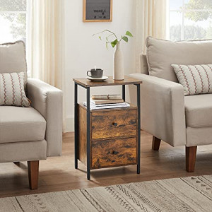 Noptiera Model Tanner, Negru/Maro rustic, 38x28x60cm - Img 5