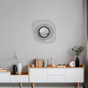 Oglindă de perete decorativa Euro Negru 69x8x60 cm - Img 2