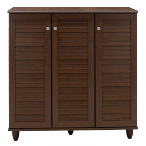 Pantofar cu 3 uși, capacitate 16 perechi, Nuc, 89,5 × 34,5 × 91,5 cm - Img 5