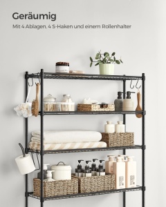 Raft baie WC Songmics Negru 83x30x179 cm - Img 3