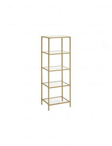 Raft cu polite din sticla, Model Melina, Auriu, 30x40x124.5 cm - Img 1