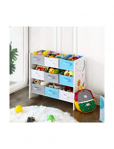 Raft pentru jucarii si carti, 9 cutii detasabile, Model Phoenix, Multicolor, 62x29x60 cm - Img 4