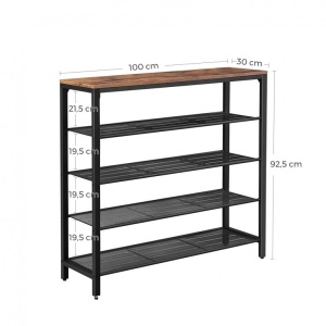 Raft pentru Pantofi Model Jesse, Maro rustic, 100x30x92.5 cm - Img 5