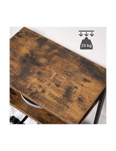 Raft pentru sticle de vin si suport pahare Model Elliott, capacitate 20 sticle, Maro rustic/Negru, 50x32x100 cm - Img 5