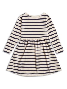 Rochie crem-bleumarin in dungi - Img 4