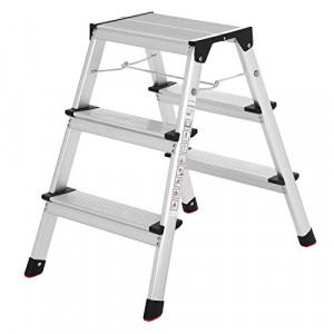 Scara cu 3 trepte, Songmics, Argintiu-Negru, 74x38.5x56 cm - Img 2