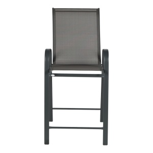 Scaun Bar Exterior Calan, cu Brațe, Metal/Textilene, Gri Antracit, 55x70x114 cm - Img 4