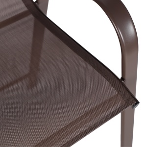 Scaun Bar Exterior Calan, cu Brațe, Metal/Textilene, Maro, 55x70x114 cm - Img 6