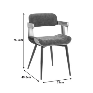 Scaun Cameo, gri închis/nuc, 53x49.5x75.5 cm - Img 6