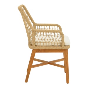 Scaun cu Brate Model Elaiza, Natur/Bej, 58x60x90 cm - Img 3