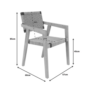 Scaun cu Brate Model Salama, Natur/Negru/Crem, 52x62x86 cm - Img 6