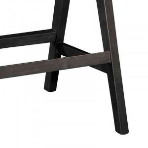Scaun de bar cu brate Winslow lemn de arbore de cauciuc negru - pvc ratan material culoare lemn natural gri - Img 3