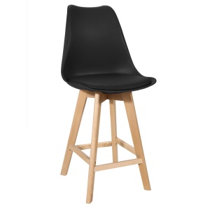 Scaun de bar Gaston, negru/natural, 49x56x112 cm
