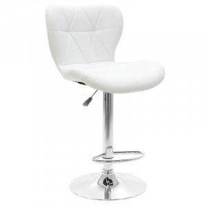 Scaun de bar, inaltime ajustabila, Model Coozy, Alb, 46x47x112 cm - Img 5