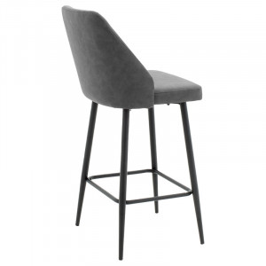 Scaun de bar Inflame inaltime piele ecologica antracit - metal negru - Img 2