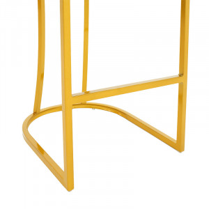 Scaun de bar Model Impartial, Roz pudrat/Auriu, 48x46x106 cm - Img 7