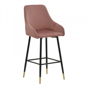 Scaun de bar Model Lithe, Roz pudrat/Negru, 47x44x98 cm