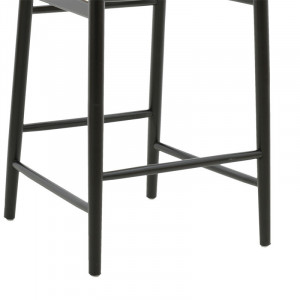 Scaun de bar Model Wishbone, Natur/Negru, 53x54x107 cm - Img 7