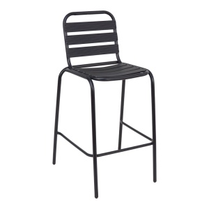 Scaun de bar pentru exterior, Model Sussie, culoare negru, metal si aluminiu, 58x58x111 cm - Img 2