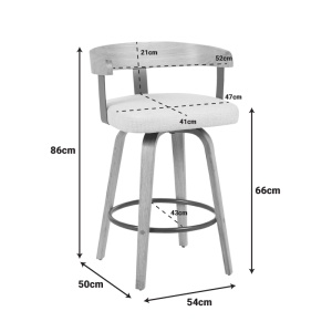 Scaun de bar rotativ Anesy, bej, 54x50x85 cm - Img 6