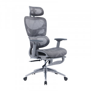 Scaun de birou manager cu suport pentru picioare Thelonius plasa gri - Img 1