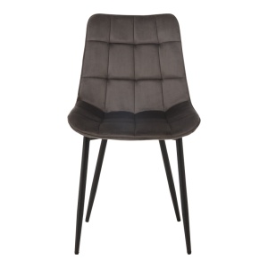 Scaun dining Berne, tapițat cu catifea, Gri închis/Negru, 53 × 57 × 87 cm - Img 4