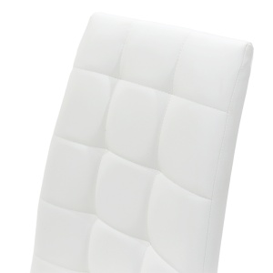Scaun dining Darrell, tapițat cu piele ecologică, cadru metalic cromat, Alb/Crom, 42 × 49 × 106 cm - Img 6