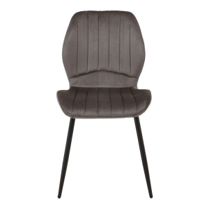 Scaun dining Jelour, tapițat cu catifea, Gri închis/Negru, 55 × 54,5 × 84,5 cm - Img 4