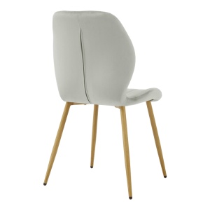 Scaun dining Jelour, tapițat cu catifea, Gri/Natur, 55 × 54,5 × 84,5 cm - Img 2
