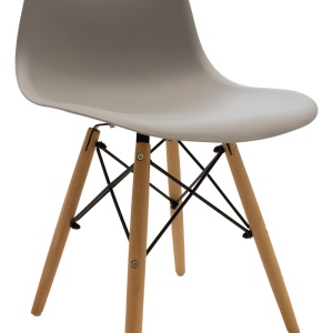 Scaun dining Julita, din polipropilenă, Gri/Natur/Negru, 46 × 52 × 81 cm - Img 6