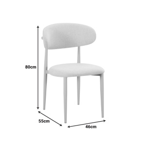 Scaun dining Kaourt, tapițat cu material textil, Bej/Crem, 49 × 55 × 80 cm - Img 9