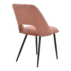 Scaun dining Nelda, tapițat cu catifea, Roz prăfuit/Negru, 44 × 58 × 82 cm - Img 3