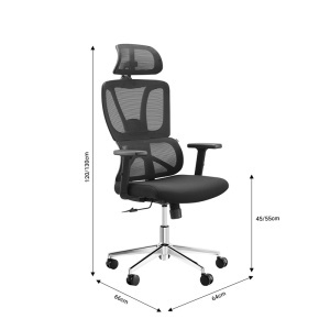 Scaun directorial Aish, negru, 64x66x120-130 cm - Img 8