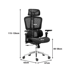 Scaun directorial Jeffer, negru, 67x62x115-125 cm - Img 13
