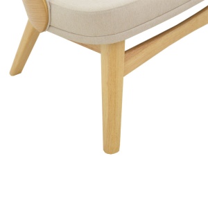 Scaun Sarian material bej - picior din lemn de arbore de cauciuc culoare lemn natural 69.5x71x70.5cm - Img 9