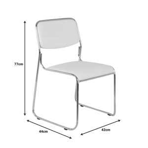 Scaun stivuibil Randin, alb/crom, 42x44x77 cm - Img 3