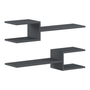 Set 2 polite de perete Sumpa, Antracit, 65 x 20 x 18 cm - Img 2