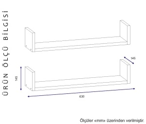 Set 2 rafturi Iris Alb 63x14.5x14.5 cm - Img 4