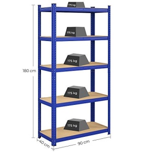 Set 2 Rafturi Metalice Model Harleigh, Albastru, 180x90x40 cm - Img 5