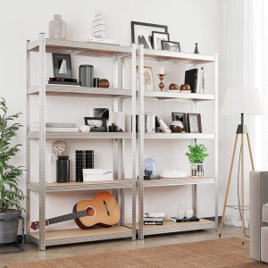 Set 2 Rafturi, Songmics, 5 rafturi, 180 x 90 x 40 cm, Silver, GLR040E02 - Img 7
