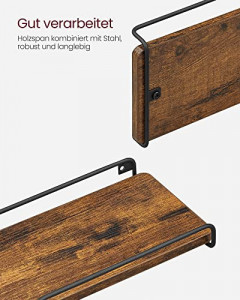 Set 2 rafturi suspendate pentru colț Model Jovanni, Maro/Negru, 40x29x4 cm - Img 6