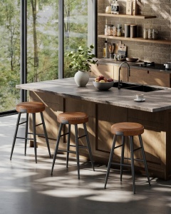 Set 2 scaune de bar Model Emberly, Coniac/Negru, 49.5x49.5x63 cm - Img 4