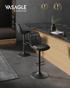 Set 2 scaune de bar Model Liberty, Negru, 45x48.1x90/112 cm - Img 8