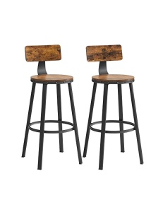 Set 2 scaune de bar Model Sunny, Maro Rustic/Negru, 54x54x99 cm - Img 1